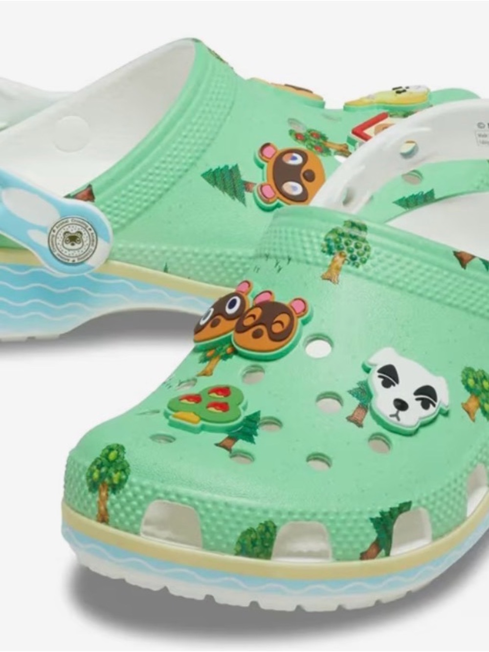 CROCS Kids Green Blue White Animal Crossing Clog Shoes - Picture 8 of 8